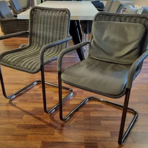 Tecta - 2x Kragstuhl D41 + 1x Lederauflage taupe