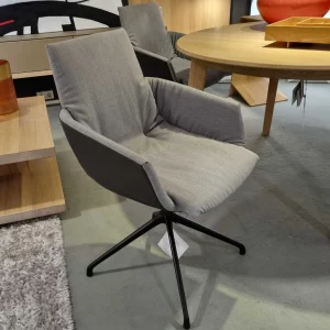 Team 7 - 2x Stuhl Lui Legere Stoff/Leder grau - LP 2.834,- EUR