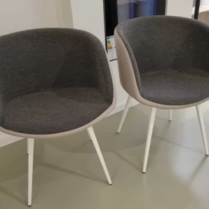 Midj - 4x Stuhl Sonny weiß grau Leder Stoff mix - LP 2.880,- EUR