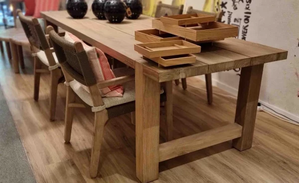 Gommaire - Tisch Jacob + 4x Stuhl Fiona Outdoor Teak / Geflecht - LP 6.271,- EUR – Bild 4